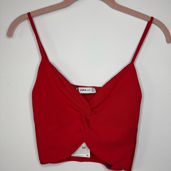 Zara Tops - ZARA Red Knot Front Crop Top | NWT | Size S
